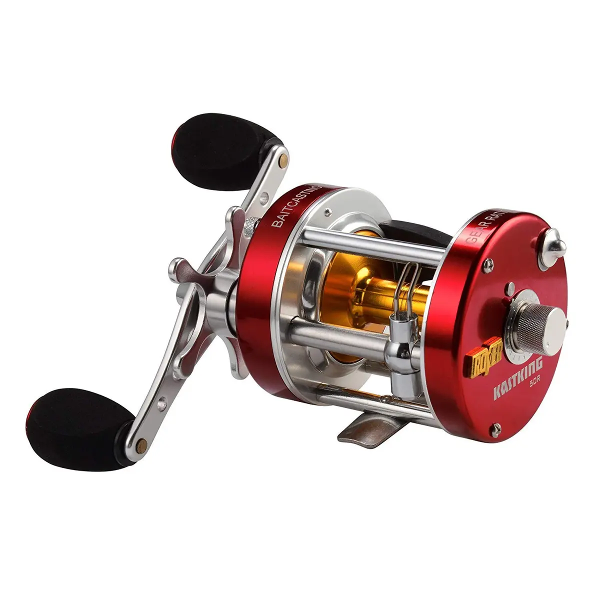 KastKing Rover Round Baitcasting Fishing Reel 50 Size Right Red 422g (15oz) | Powerful 18LB Carbon Fiber Drag - main product image