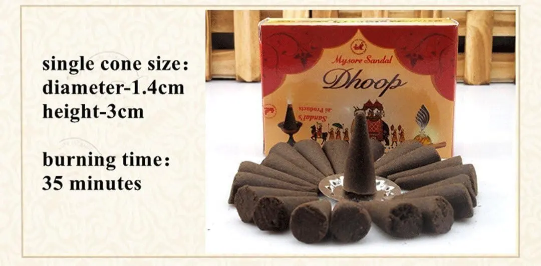 Mysore Sandal Dhoop Cones 20 Count | Natural Sandalwood Fragrance for Holistic Prayers - view 2