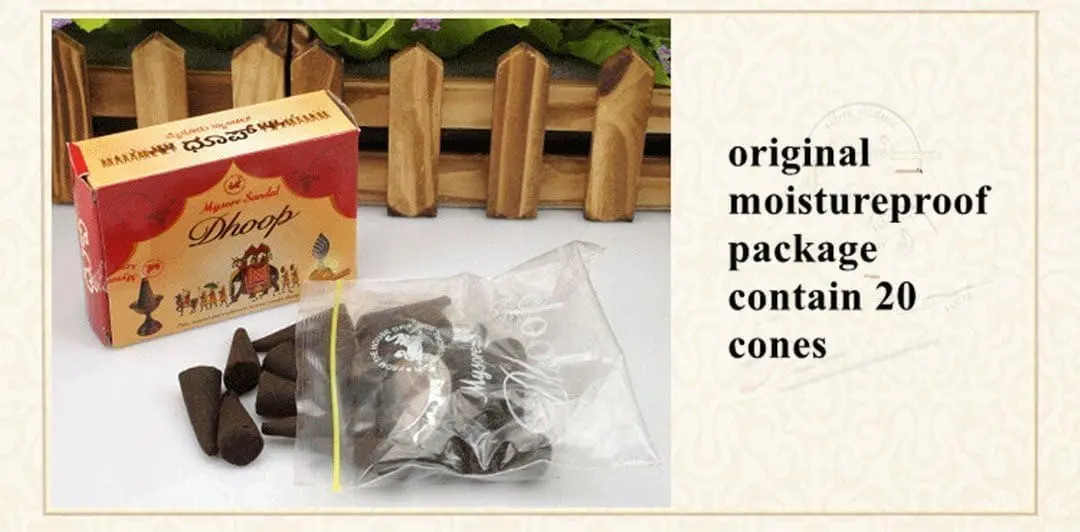 Mysore Sandal Dhoop Cones 20 Count | Natural Sandalwood Fragrance for Holistic Prayers - view 4