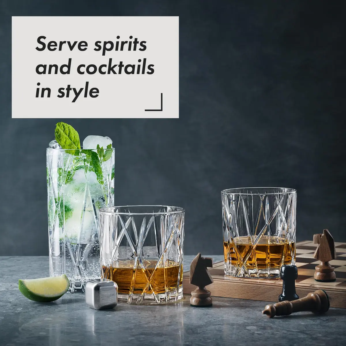 Orrefors City Highball Glass Set of 4 | 12 Fl Oz, Asymmetric Design, Crystal Glassware for Cocktails & Water - view 5