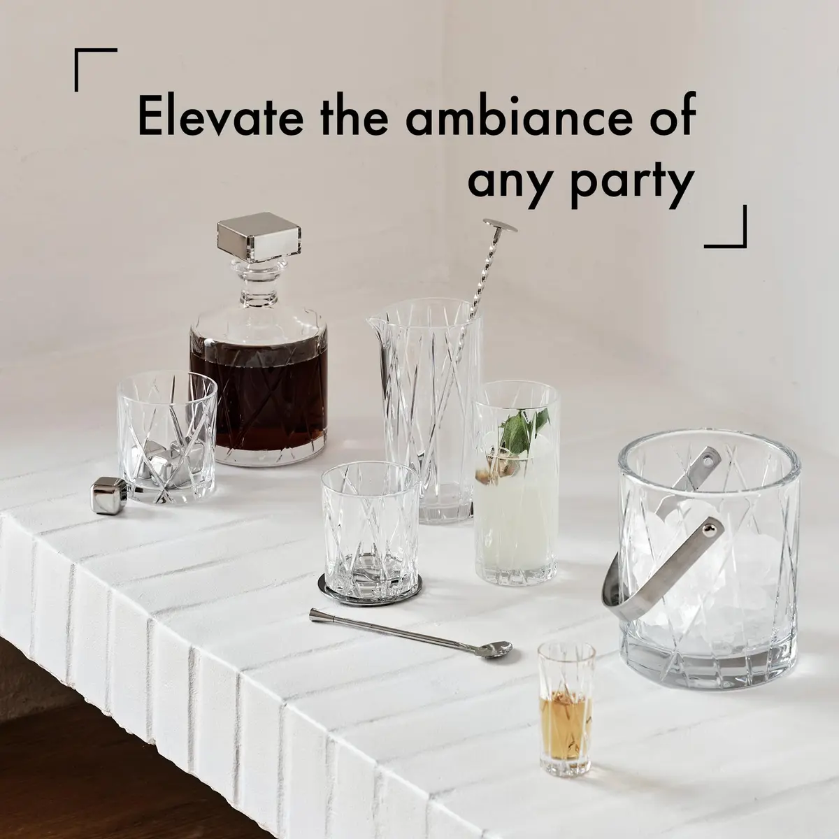 Orrefors City Highball Glass Set of 4 | 12 Fl Oz, Asymmetric Design, Crystal Glassware for Cocktails & Water - view 6