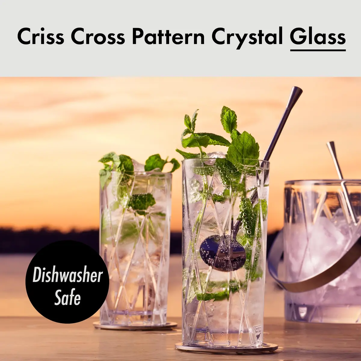 Orrefors City Highball Glass Set of 4 | 12 Fl Oz, Asymmetric Design, Crystal Glassware for Cocktails & Water - view 3