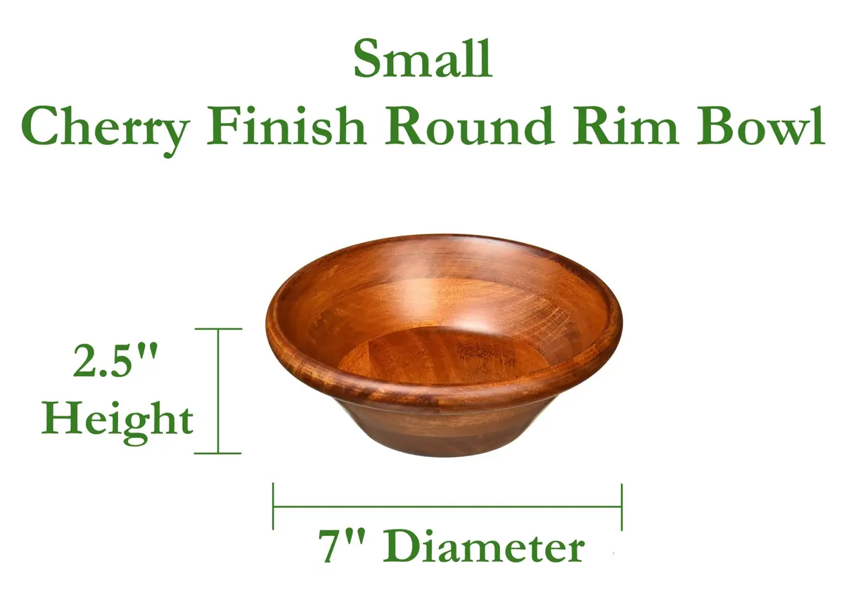 Lipper International Cherry Finish Salad Bowl, Small, 7" Diameter x 2.5" Height | Elegant Cherry Wood Serving - view 2