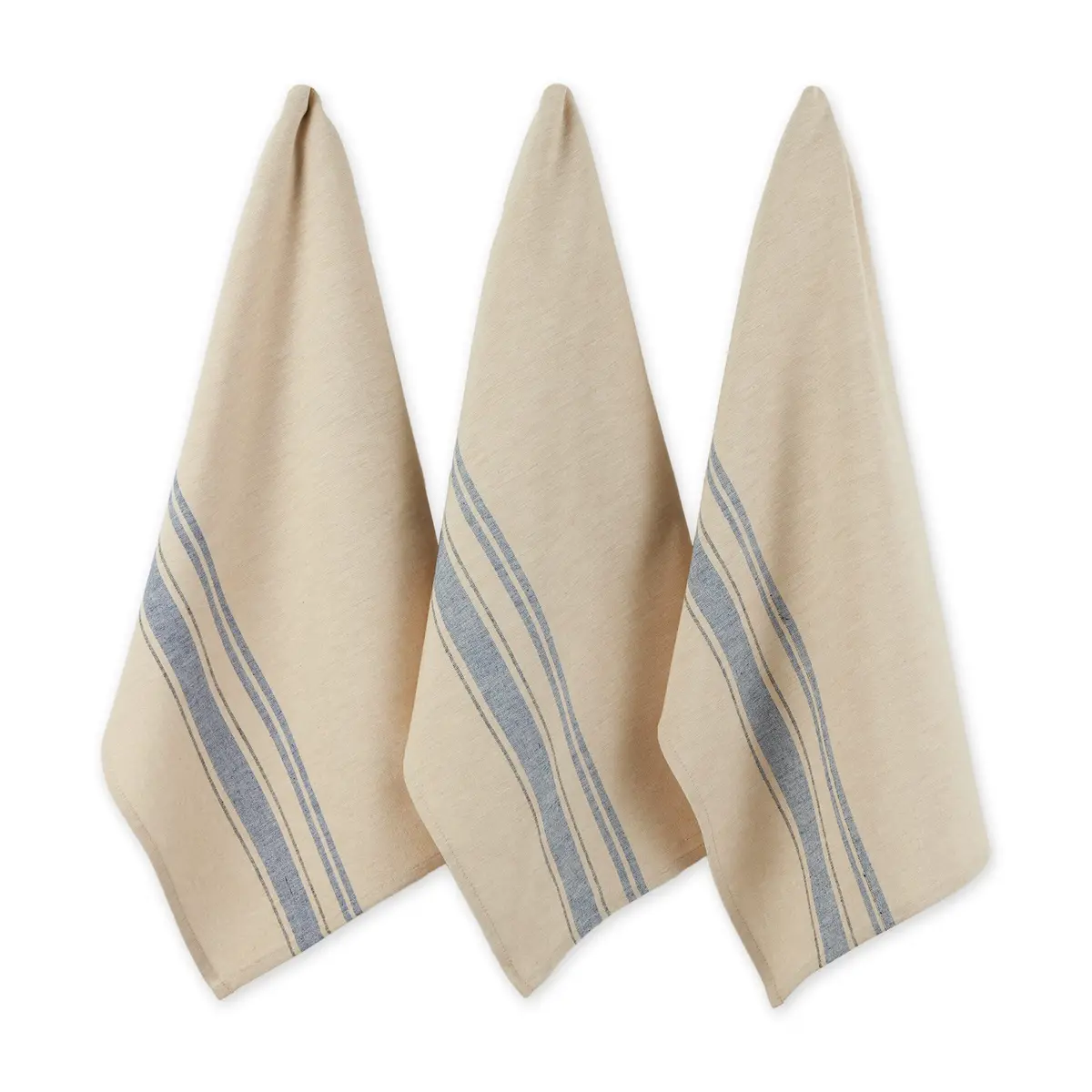 DII French Stripe Dishtowels Set of 3 | Nautical Blue 20 x 30 inches - main product image