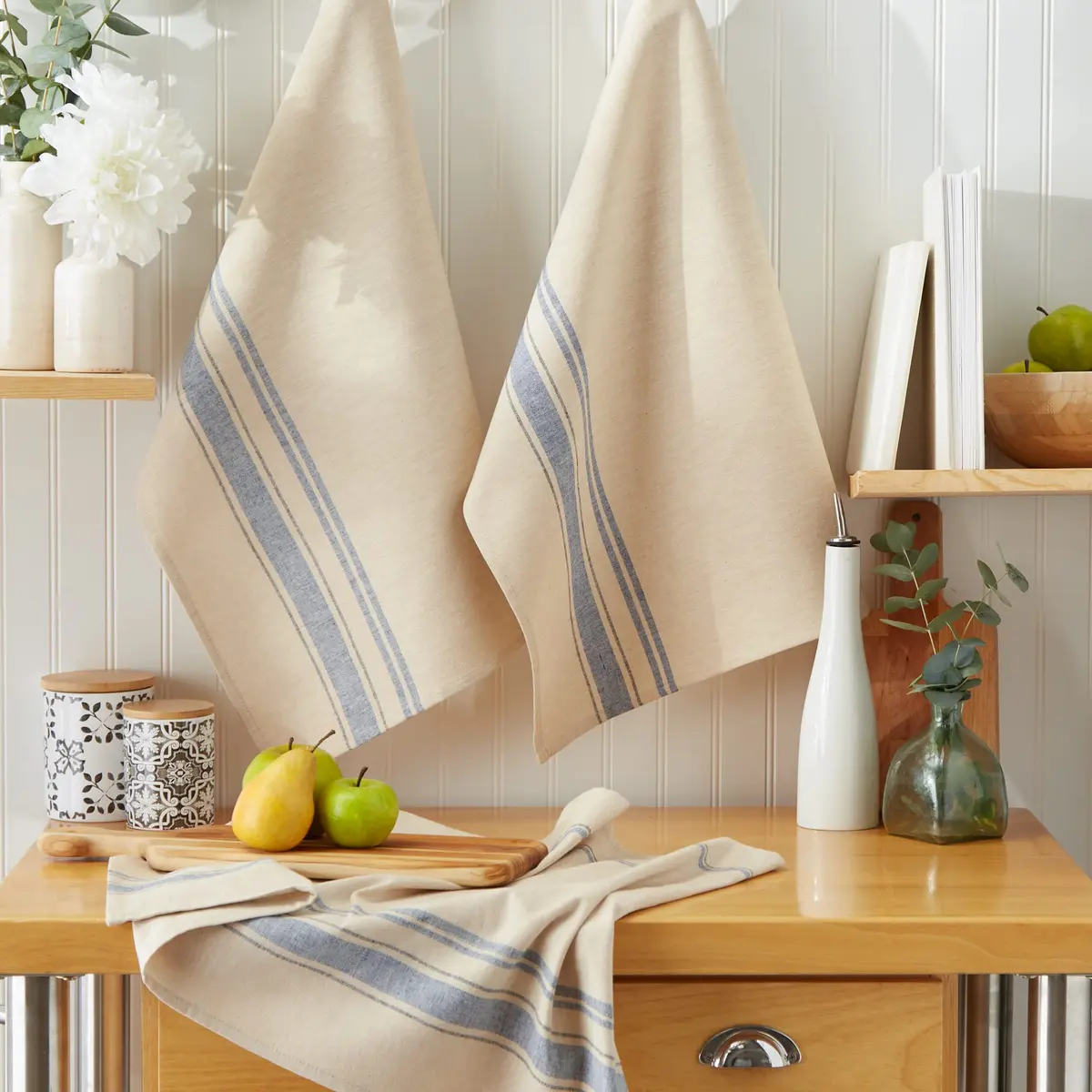 DII French Stripe Dishtowels Set of 3 | Nautical Blue 20 x 30 inches - view 6