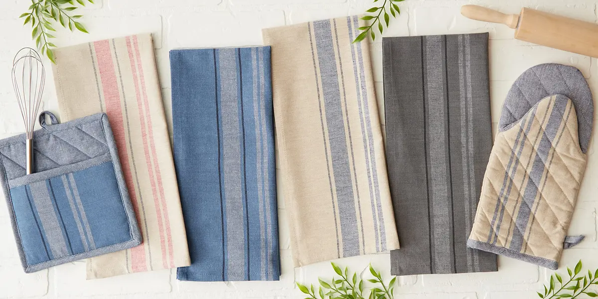 DII French Stripe Dishtowels Set of 3 | Nautical Blue 20 x 30 inches - view 7