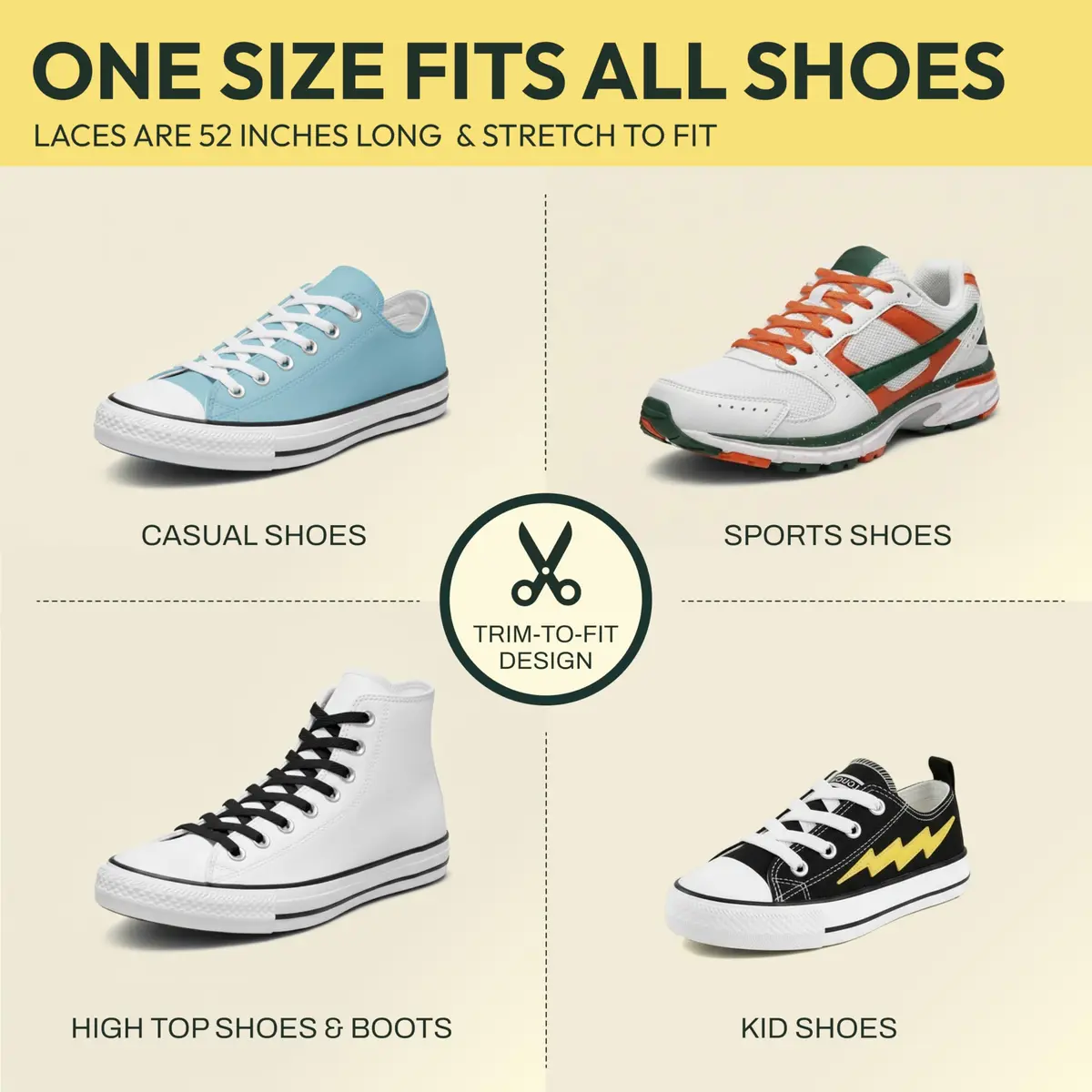 Xpand Rainbow No Tie Elastic Shoe Laces for Sneakers | 132 cm (52") Stretch Fit - view 3