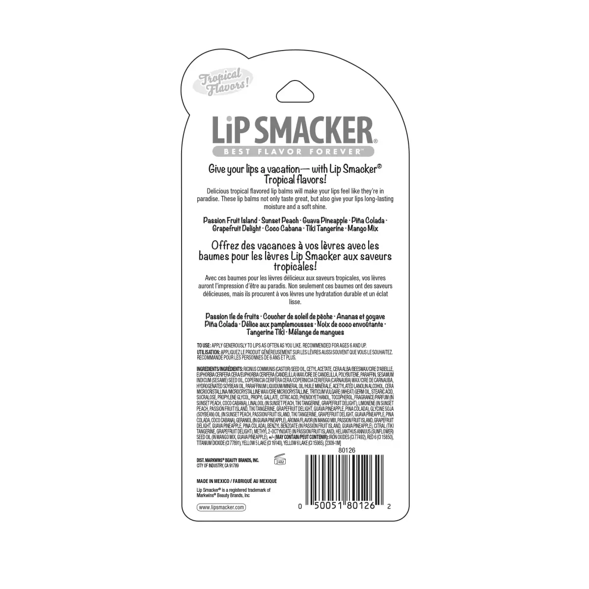 Lip Smacker Tropical Fever Flavored Lip Balm Party Pack 8 Count | Passion Fruit, Peach, Mango - view 3