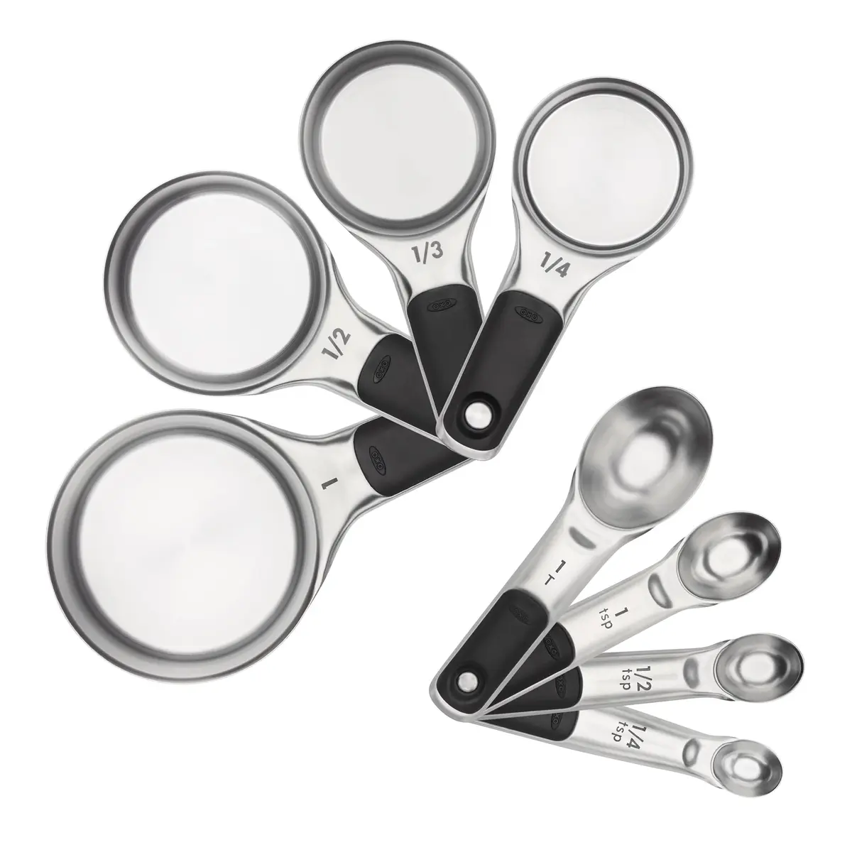 OXO Good Grips 8 Piece Stainless Steel Measuring Cups and Spoons Set | Magnetic Handles, Etched Markings, Dishwasher Safe - main product image