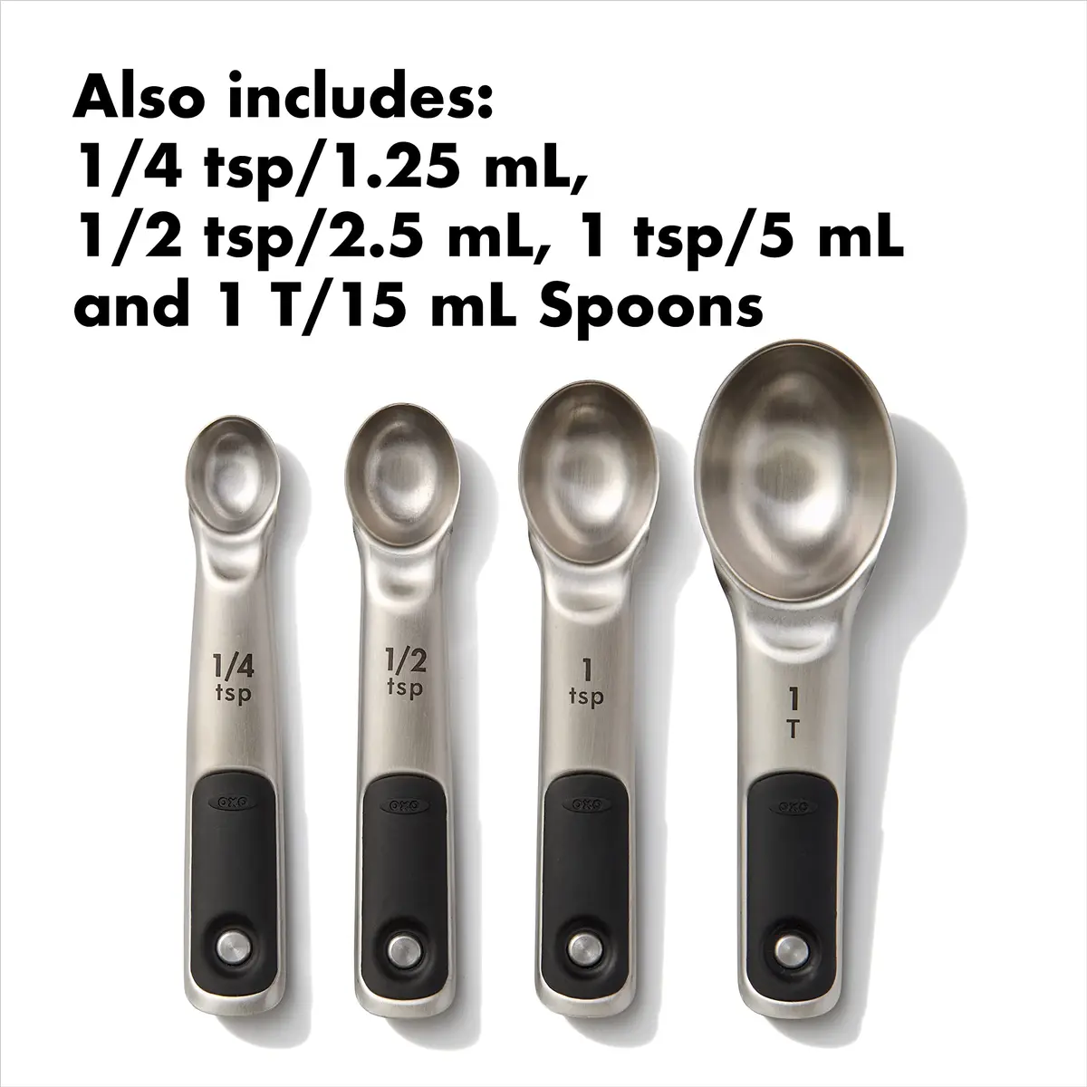 OXO Good Grips 8 Piece Stainless Steel Measuring Cups and Spoons Set | Magnetic Handles, Etched Markings, Dishwasher Safe - view 3