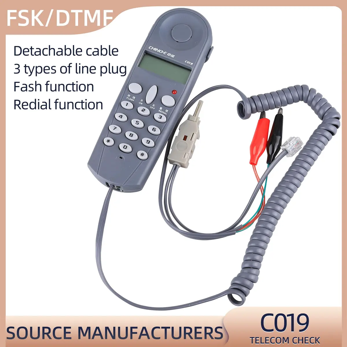Cruiser C019 Telephone Line Network Cable Tester with Connectors and Joiner | Handheld Lineman Tool - view 3
