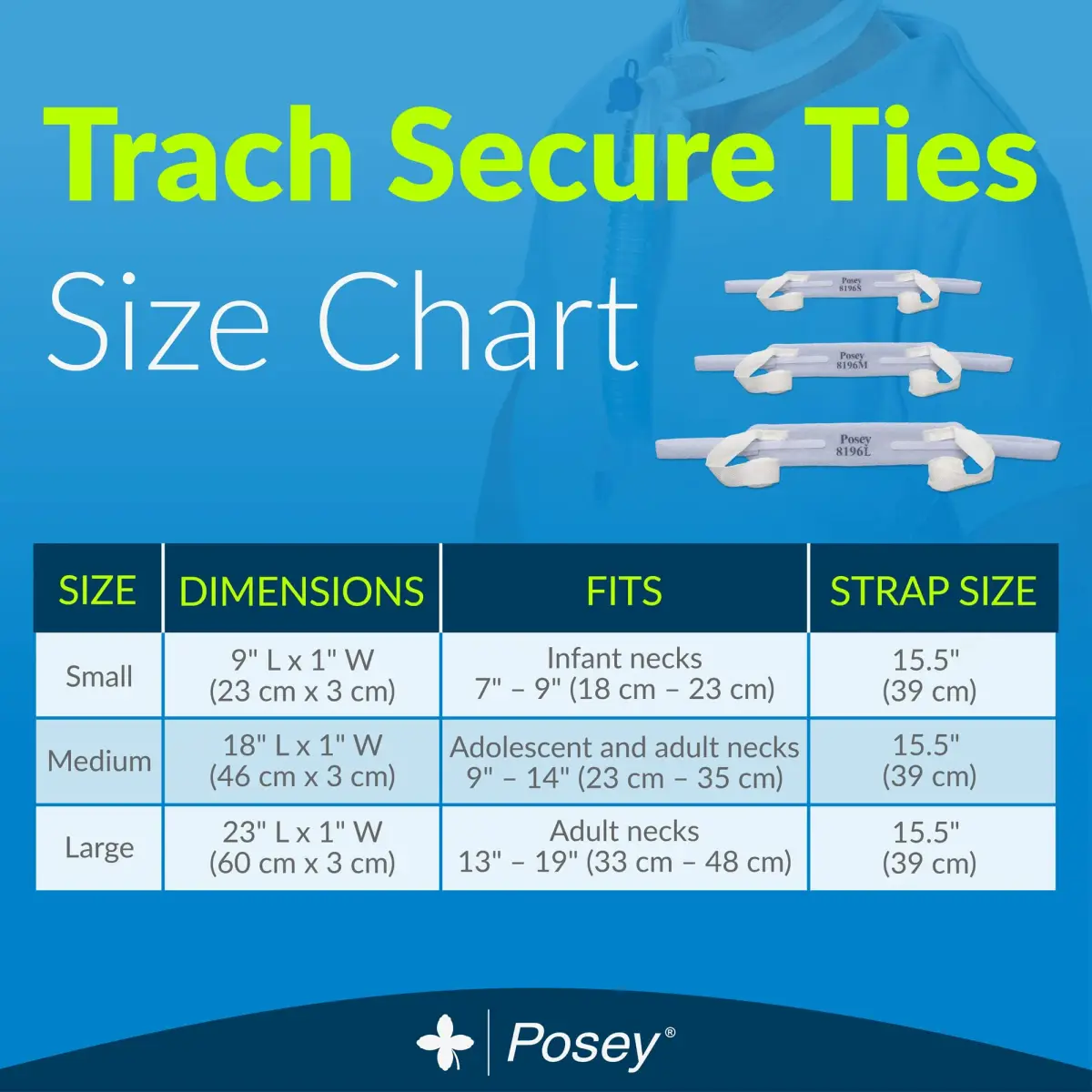 Posey 8196M Trach Tube Secure Tie, Medium Size, Pack of 12 | Secure Fit for Tracheostomy Care - view 4