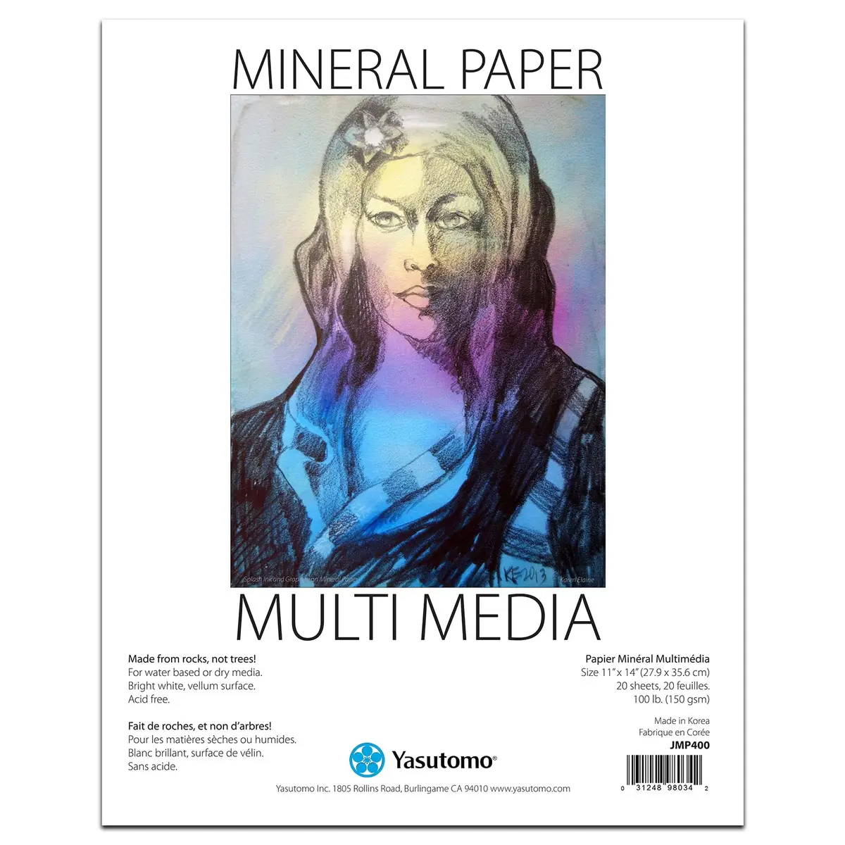 Yasutomo Mineral Paper Multi-Media Artist Pad 11 x 14 inches (20 Sheets) | Acid-Free, Water-Resistant Paper for All Mediums - main product image