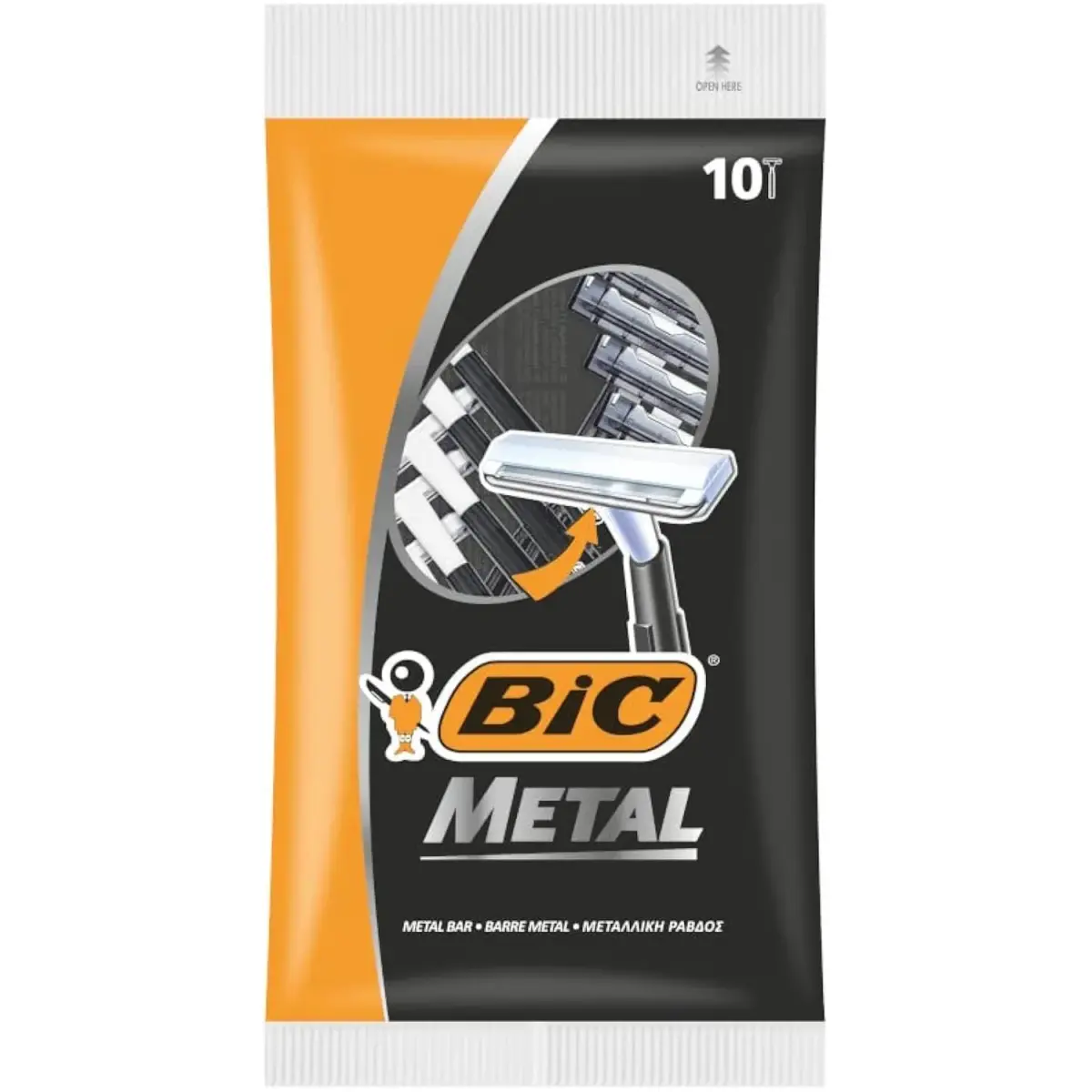 Bic Metal Quality Disposable Men's Shaving Razors, Single Blade, 10-Count | TSA Approved for Carry-On Travel - main product image
