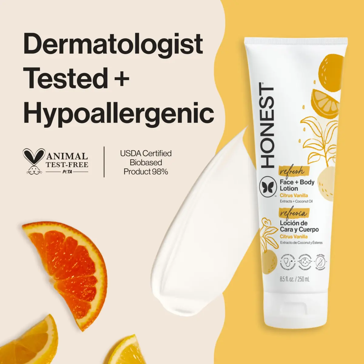 The Honest Company Body Lotion Citrus Vanilla Refresh 251ml (8.5 fl oz) | Hypoallergenic & Dermatologist Tested - view 2