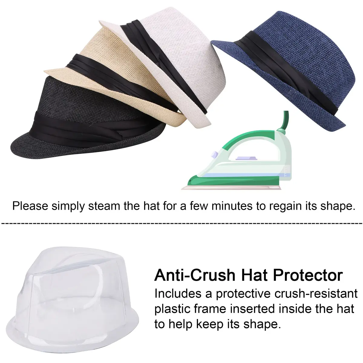Simplicity Fedora Hats for Men Black Fedora Straw Trilby Short Brim | Summer Unisex Sun Accessory - view 4