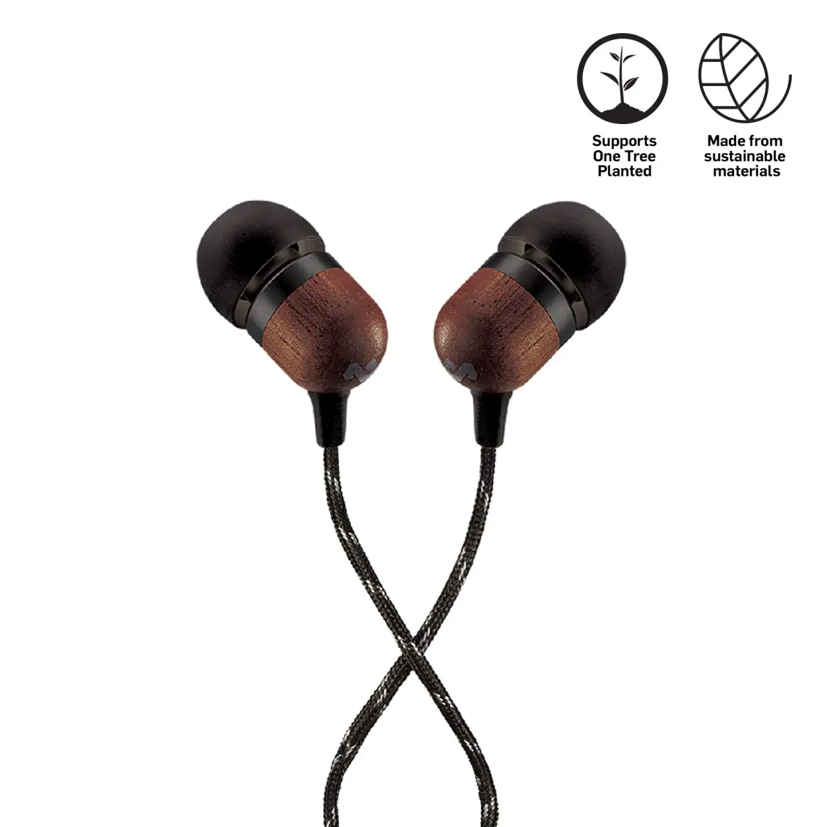 House of Marley Smile Jamaica Wired Earbuds with Mic, Noise-Isolating In-Ear Headphones, 9mm Dynamic Drivers, 3.5mm Jack Sustainable (Signature Black) - view 2