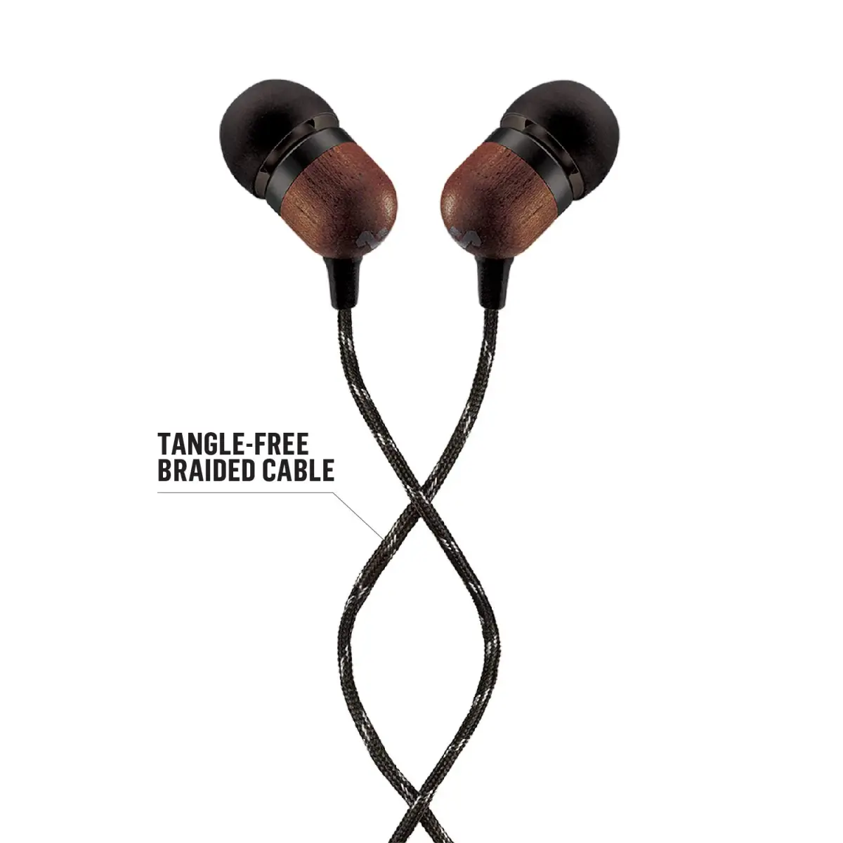 House of Marley Smile Jamaica Wired Earbuds with Mic, Noise-Isolating In-Ear Headphones, 9mm Dynamic Drivers, 3.5mm Jack Sustainable (Signature Black) - view 3