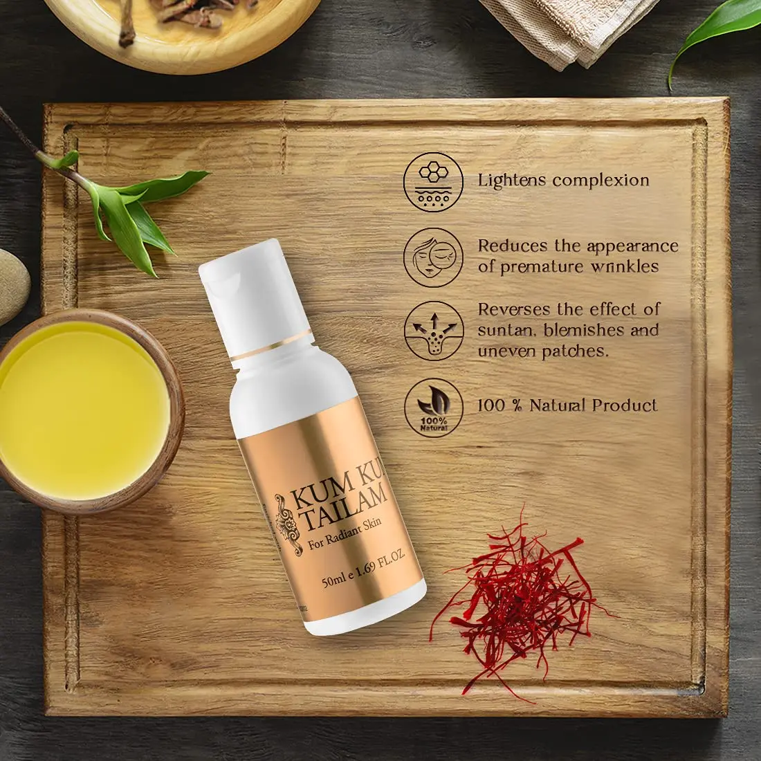 Trichup Kum Kumadi Tailam Oil for Blemishes & Scars 50 Ml Pack of 3 | Supports Skin Radiance & Scar Reduction - view 4