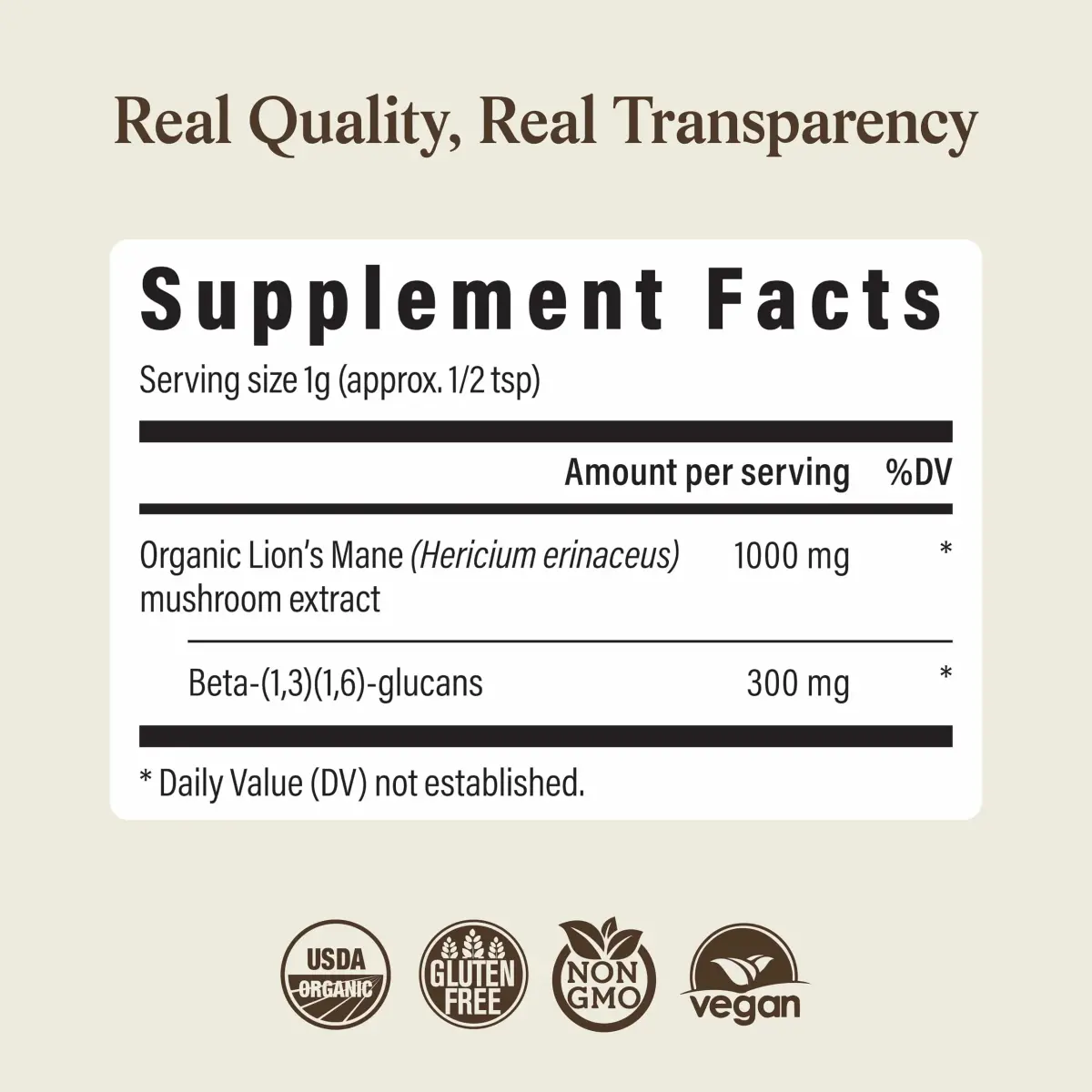 Real Mushrooms Lion's Mane Extract Powder 60 Servings | Organic Adaptogen for Focus & Clarity - view 9