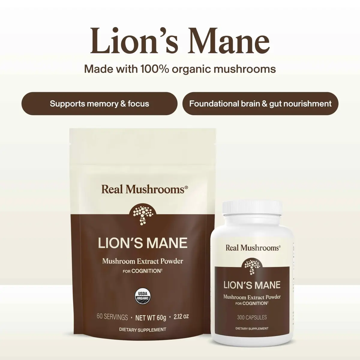 Real Mushrooms Lion's Mane Extract Powder 60 Servings | Organic Adaptogen for Focus & Clarity - view 3