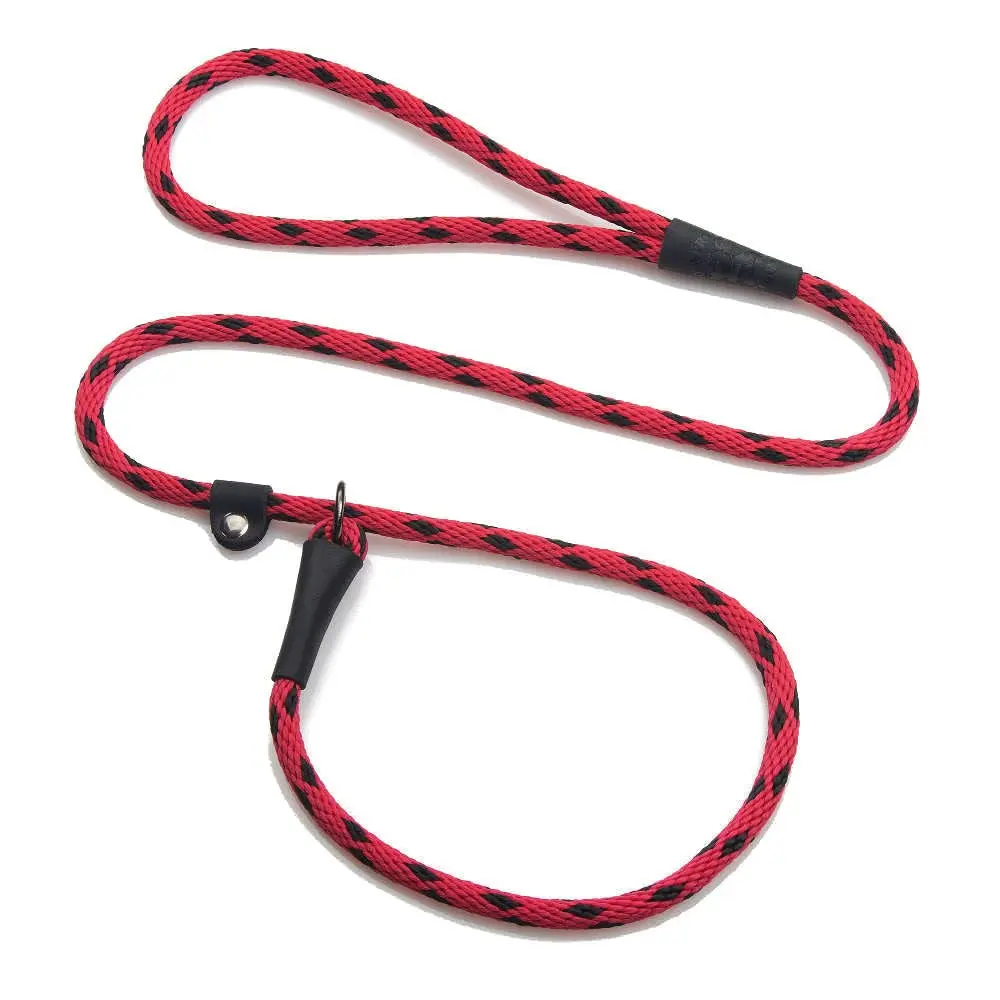 Mendota Pet Slip Leash - Dog Lead & Collar Combo - Made in The USA - Black Ice Red, 3/8 in x 6 ft | Ideal for Small/Medium Breeds - main product image