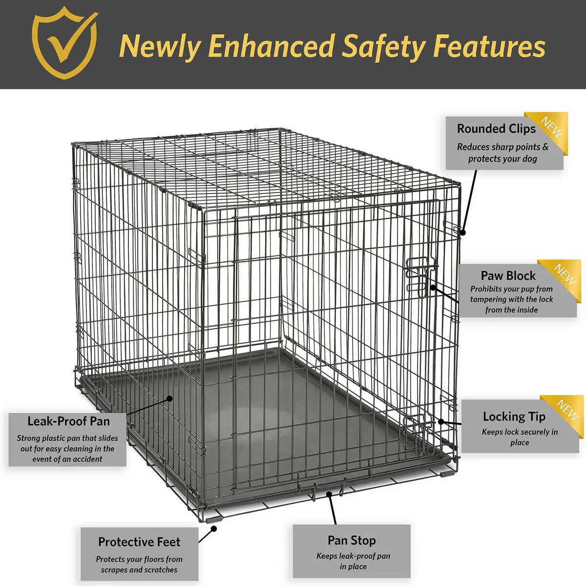 New World 48-Inch Single Door Dog Crate XL Breeds 90-110 lbs | Secure, Durable & Foldable - view 4