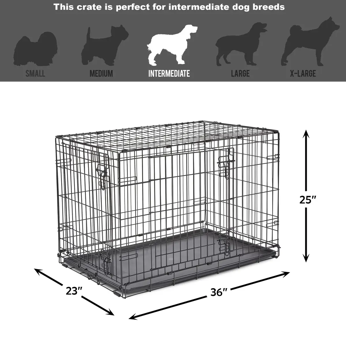 New World 36-Inch Double Door Dog Crate | 41-70 lbs, Durable Metal Wire, Rust-Resistant, Portable, Easy Setup - view 7