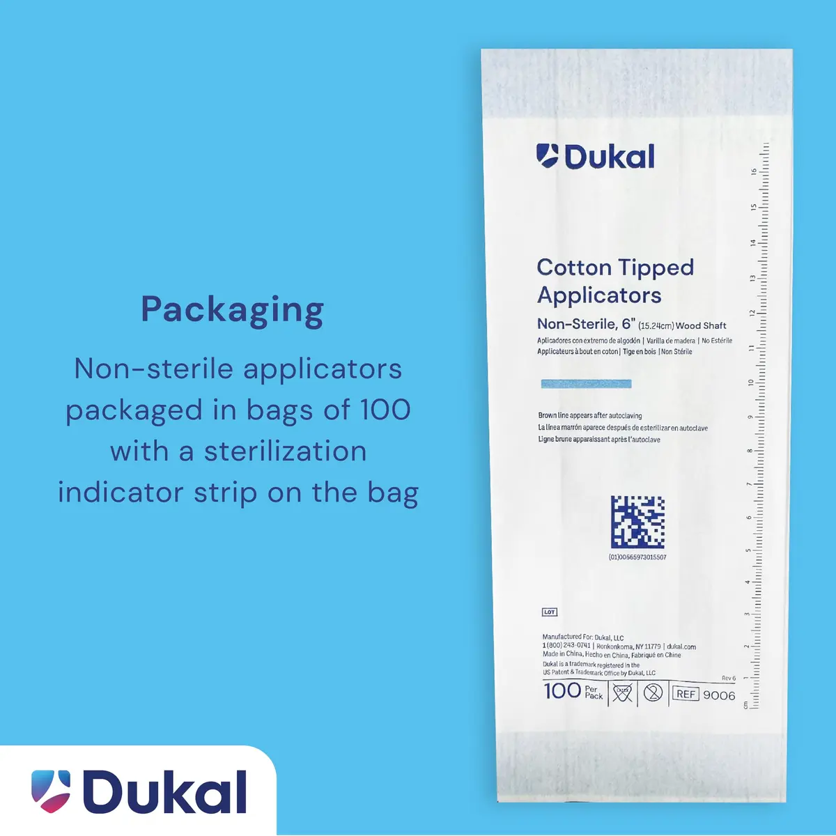Dukal Non-Sterile Cotton Tipped Applicators 15 cm (6") | 1000 Count Pack for Medical Use - view 4