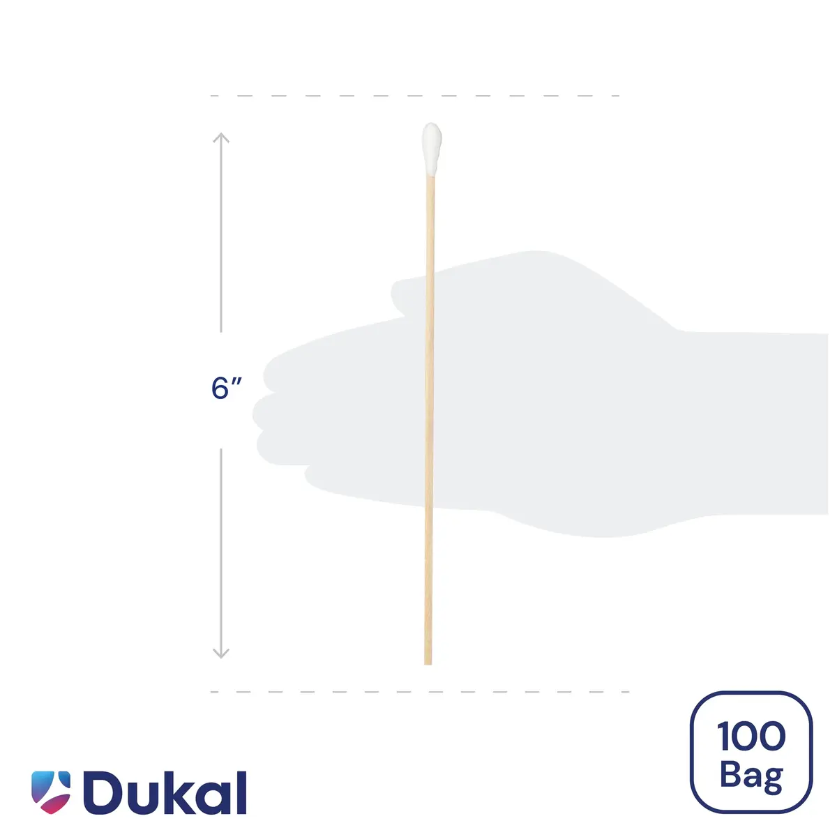 Dukal Non-Sterile Cotton Tipped Applicators 15 cm (6") | 1000 Count Pack for Medical Use - view 2