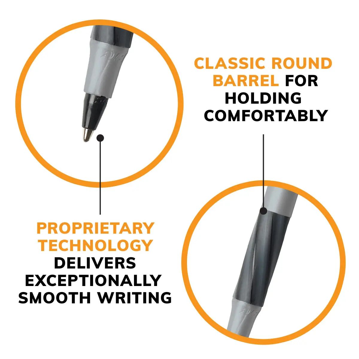 BIC Round Stic Grip Xtra Comfort Black Ballpoint Pens, Medium Point (1.2mm), 12-Count Pack | Smooth Ink Flow - view 7