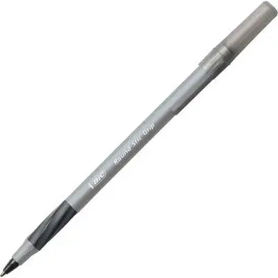 BIC Round Stic Grip Xtra Comfort Black Ballpoint Pens, Medium Point (1.2mm), 12-Count Pack | Smooth Ink Flow - view 3