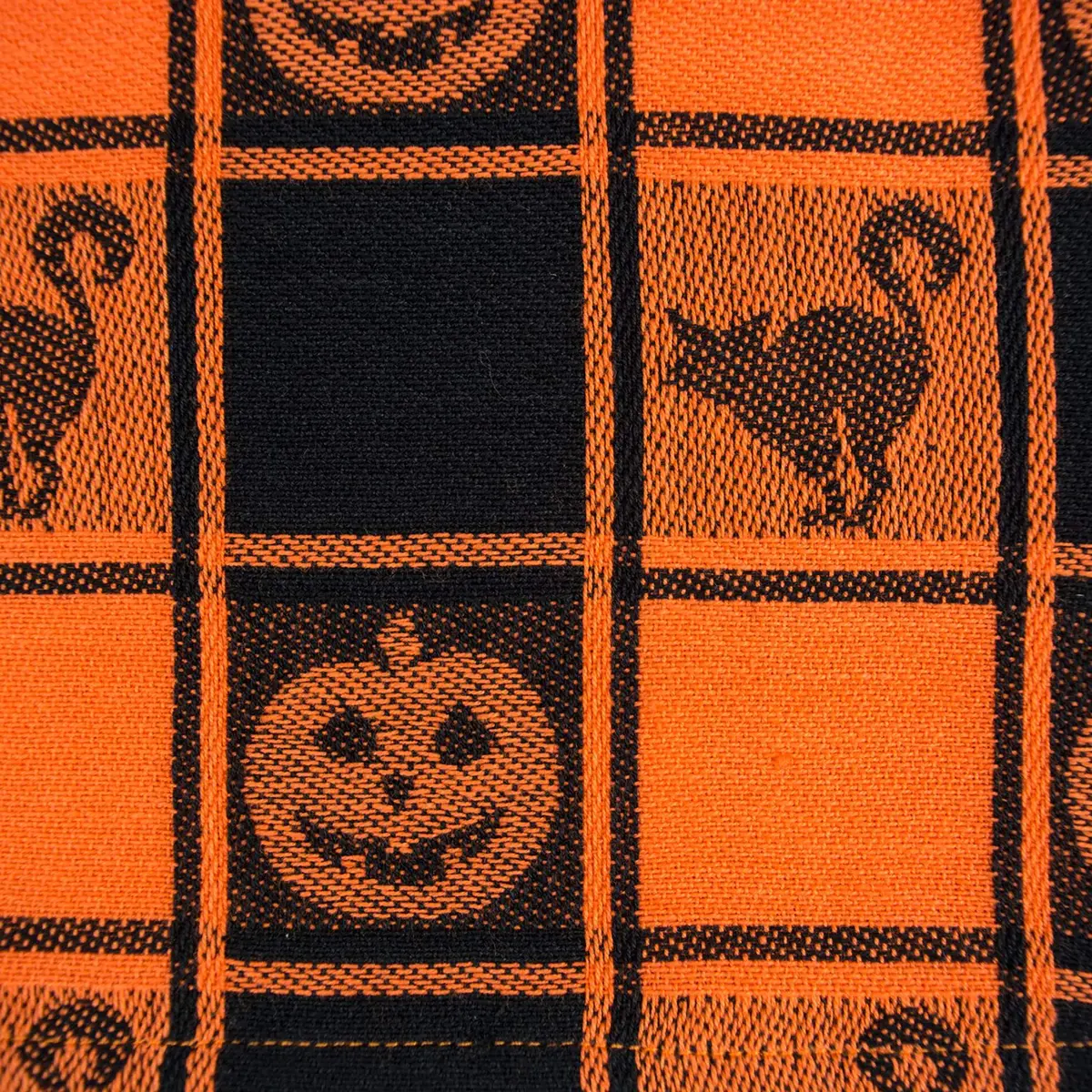 DII Halloween Party Tabletop Decor, Reusable & Machine Washable Cotton Fabric, Table Runner, 14x72, Orange & Black Buffalo Check | Spooky Halloween Decor - view 2