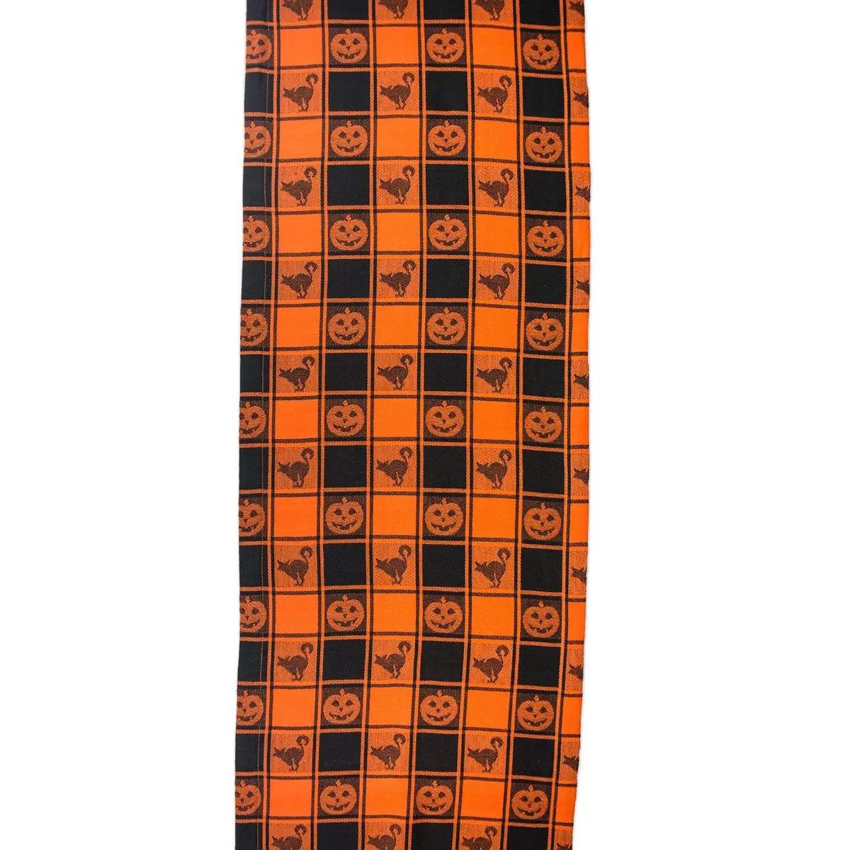 DII Halloween Party Tabletop Decor, Reusable & Machine Washable Cotton Fabric, Table Runner, 14x72, Orange & Black Buffalo Check | Spooky Halloween Decor - view 3
