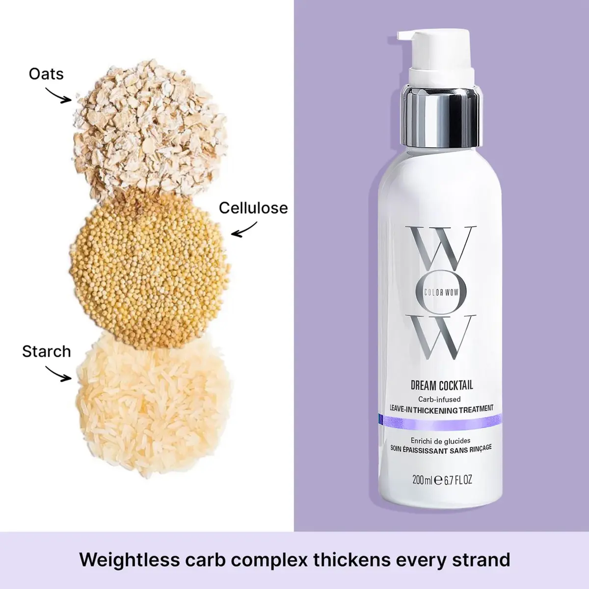 COLOR WOW Dream Cocktail Carb – Carb Infused Thickening Leave-In Treatment 6.7 Fl Oz | Supports Fuller Hair with Heat Activation - view 2