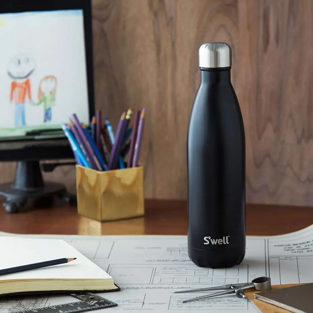 S'well Stainless Steel Water Bottle 17 oz Blue Suede | Keeps Drinks Cold 36h & Hot 18h, Triple-Layer Vacuum Insulation, Travel & Commuting - view 2