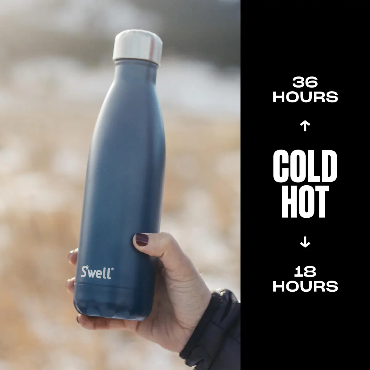 S'well Stainless Steel Water Bottle 17 oz Blue Suede | Keeps Drinks Cold 36h & Hot 18h, Triple-Layer Vacuum Insulation, Travel & Commuting - view 3