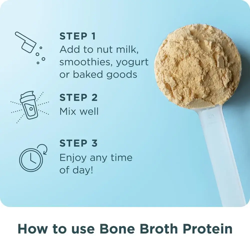 Ancient Nutrition Bone Broth Protein Powder Vanilla 20 Servings (590g / 1.3lb) | 20g Protein Per Serving - view 8