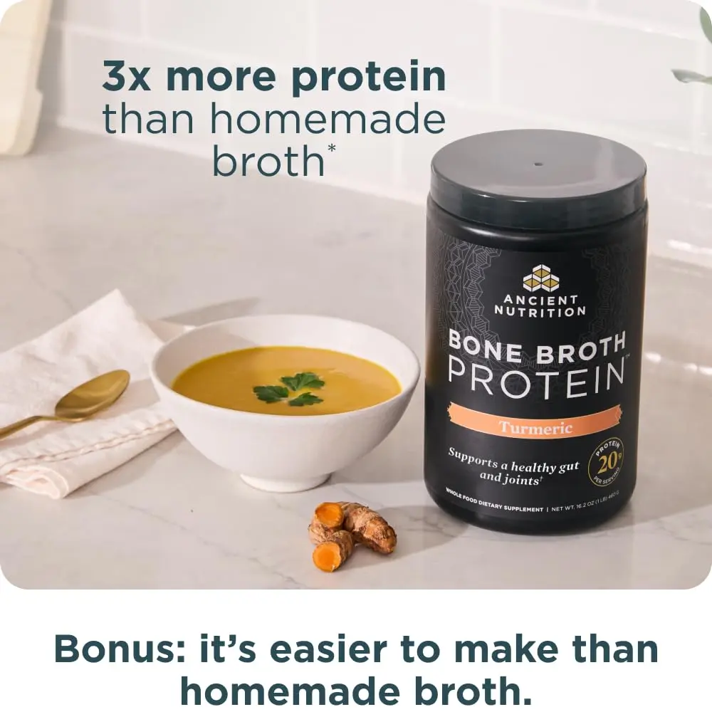 Ancient Nutrition Bone Broth Protein Powder, Savory Turmeric | Supports Joint & Gut Health - view 6