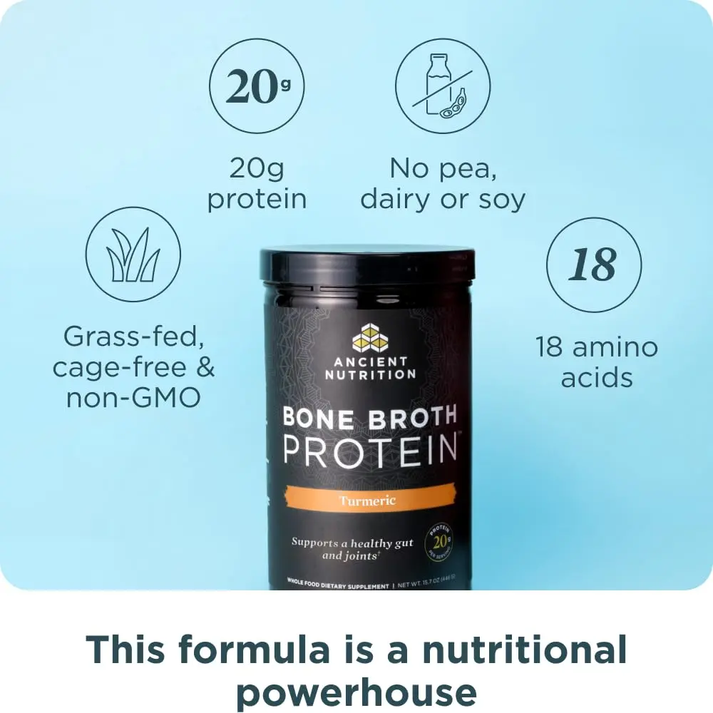 Ancient Nutrition Bone Broth Protein Powder, Savory Turmeric | Supports Joint & Gut Health - view 2