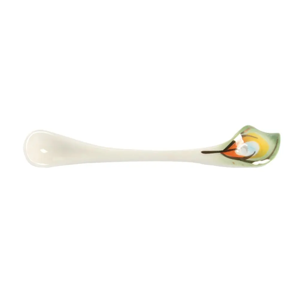 vanki Peacock Theme Porcelain Tea Cup and Saucer Set with Spoon, 200ml (6.8 Fl Oz) | Romantic Creative Present - view 4