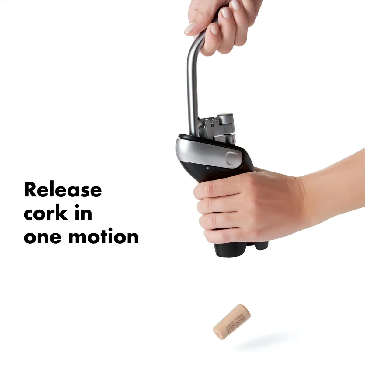 OXO Steel Vertical Lever Corkscrew with Removable Foil Cutter, Wine Opener | Effortless Bottle Opening (70-120 chars) - view 5