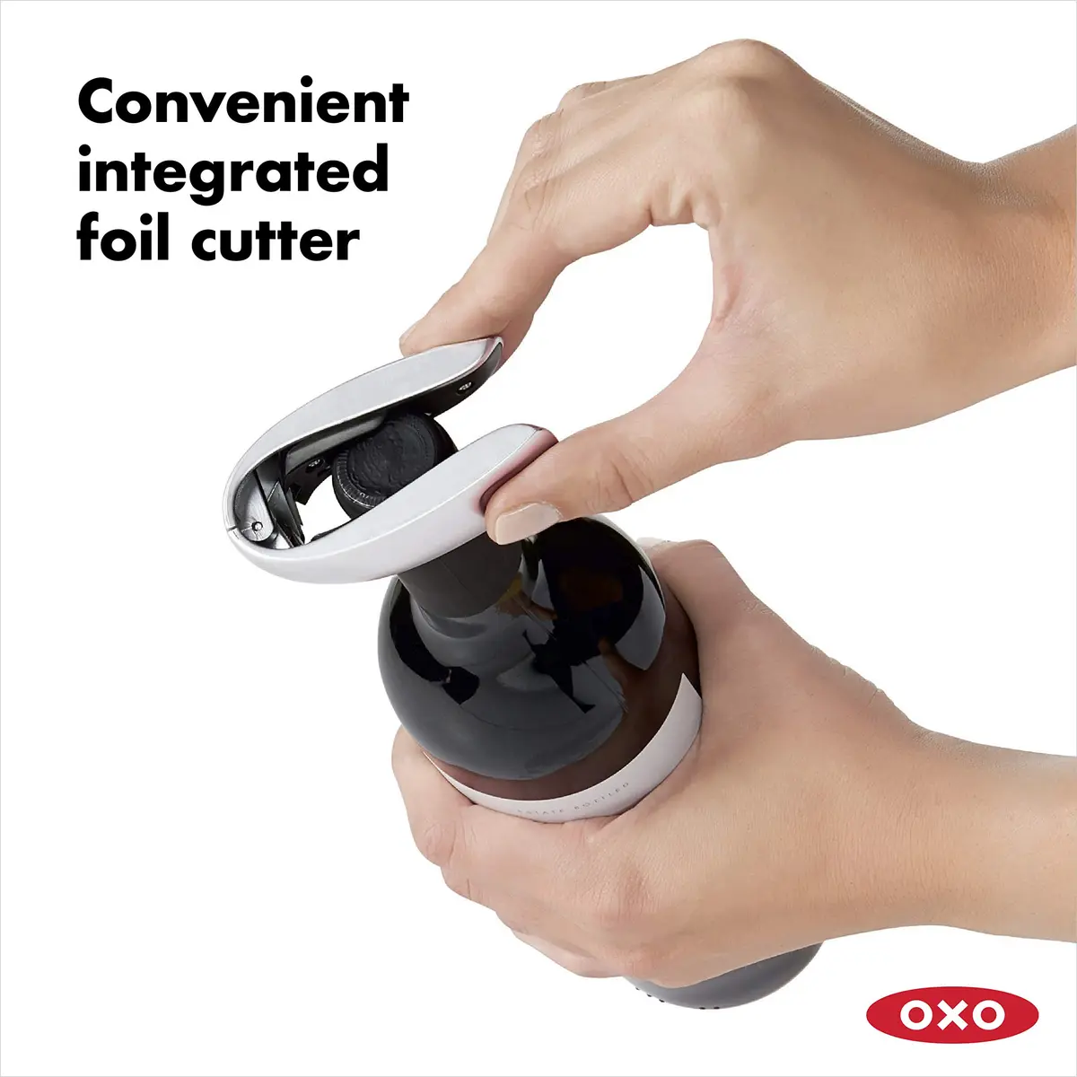 OXO Steel Vertical Lever Corkscrew with Removable Foil Cutter, Wine Opener | Effortless Bottle Opening (70-120 chars) - view 7