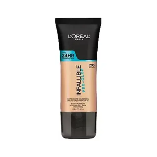 L'Oreal Paris Infallible Pro-Glow Foundation Nude Beige 30ml (1 Fl Oz) | Hydrating Glow, SPF 15 - main product image