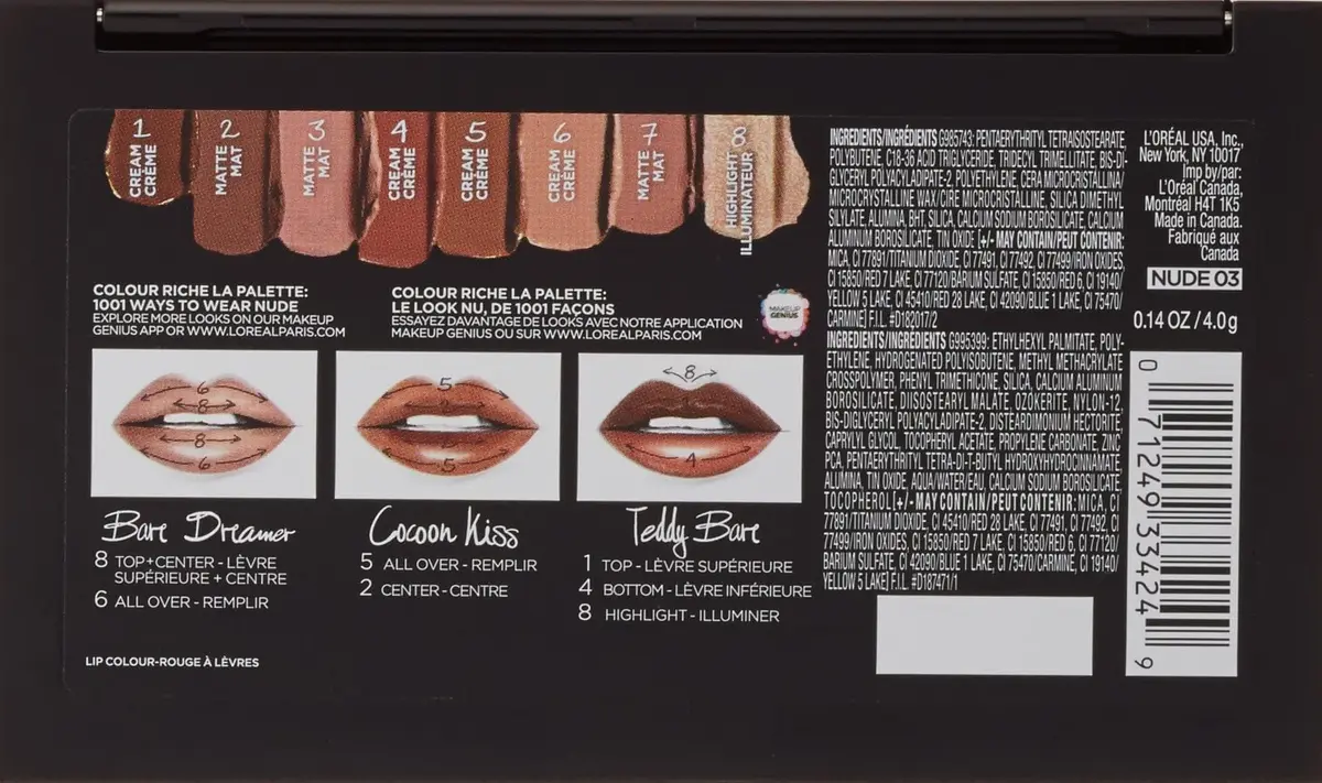 L'Oreal Paris Colour Riche La Palette Lip, Nude | Multi-Finish, 8 Shades, Matte & Cream - view 4