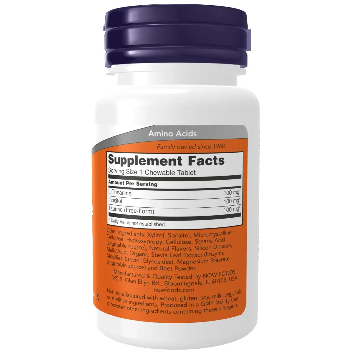 NOW Foods L-Theanine 100 mg with Inositol and Taurine Chewables | Tension Management & Relaxation Support (90 Count) - view 2