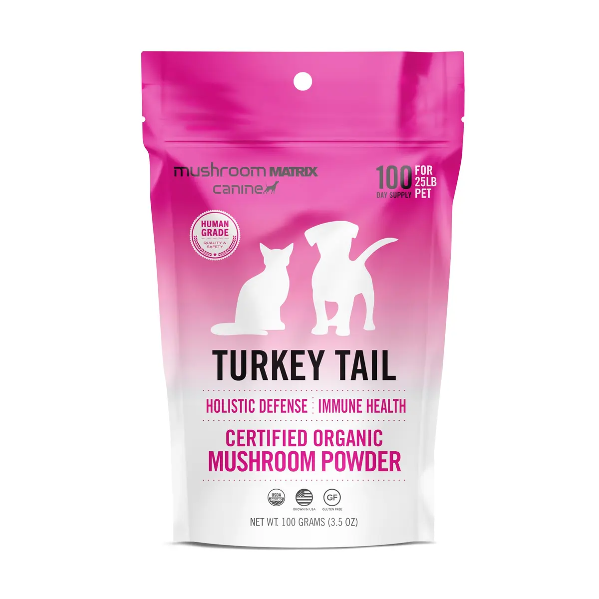 Mushroom Matrix Turkey Tail Mushroom Powder for Pets | Organic USA Grown Immunity Support (100g) - main product image