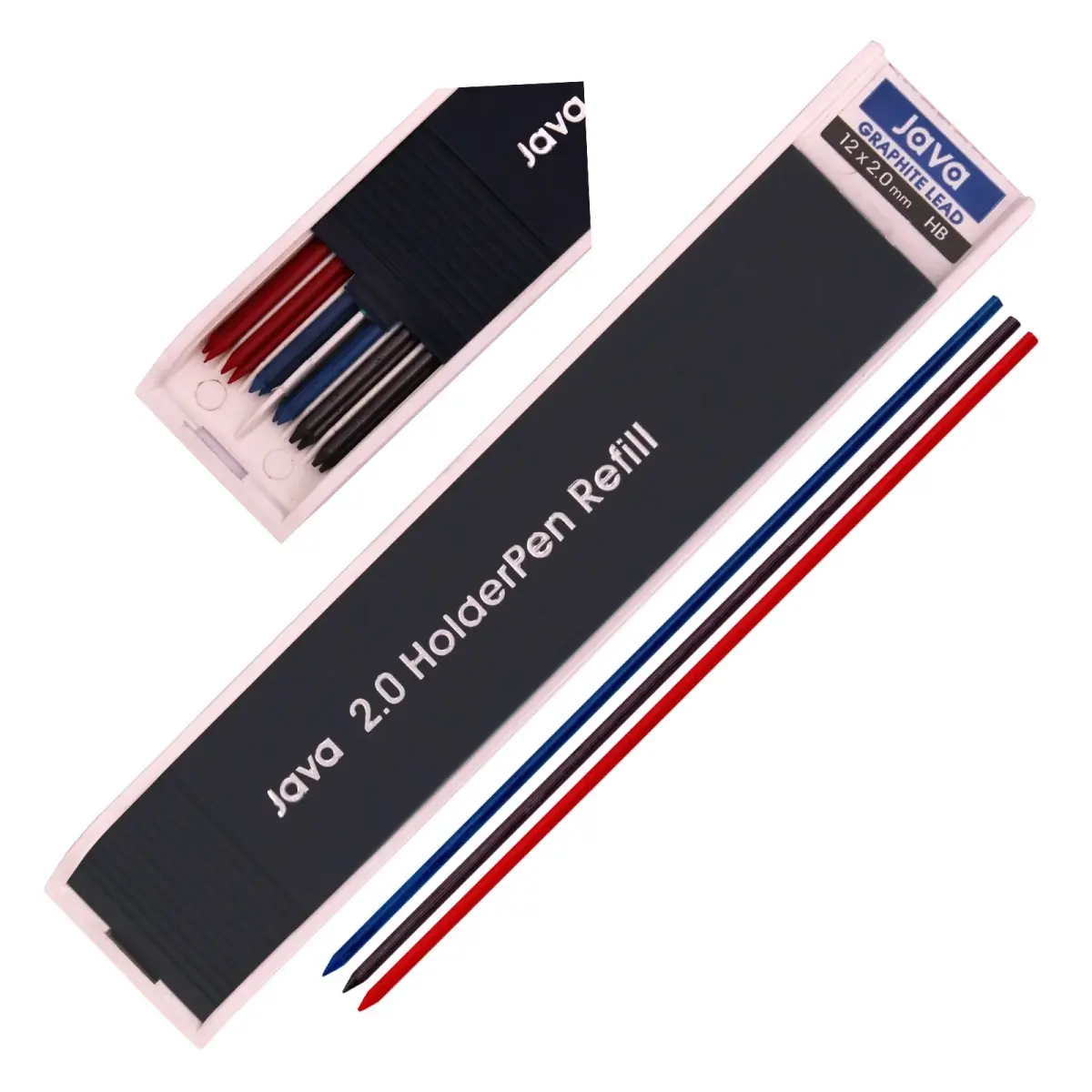 Morning Glory 2.0mm Lead Holder Pen Mechanical Pencil Set | 3 Pens + 12 Leads (Red, Blue, Black) - view 5