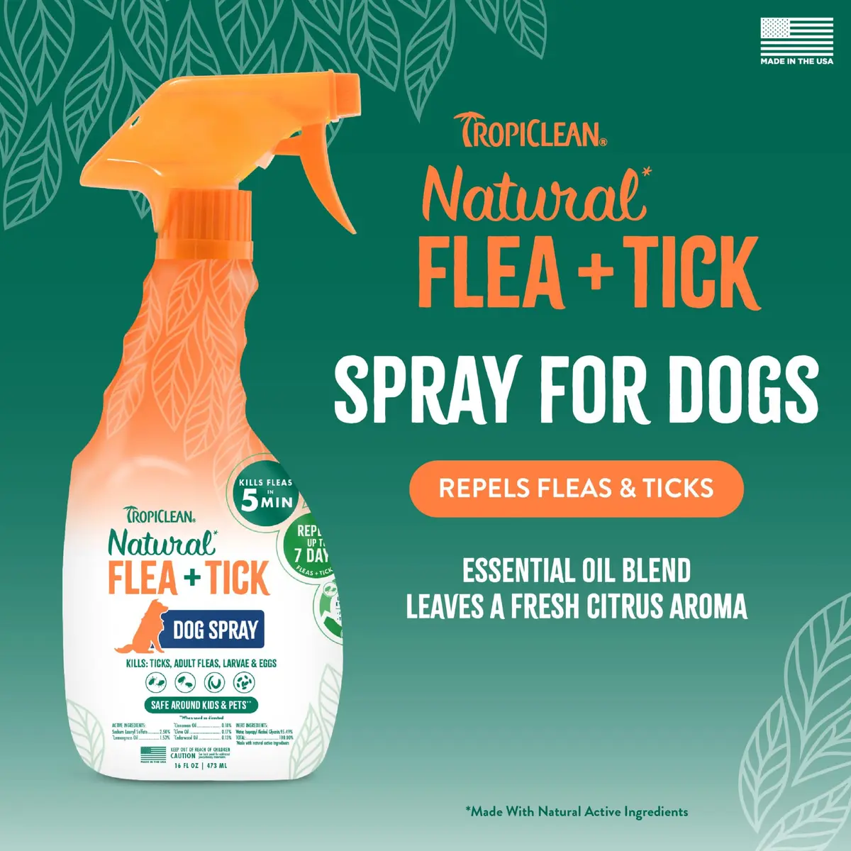 TropiClean Maximum Strength Flea Spray for Dogs & Home 16oz | Natural Flea & Tick Control - view 3
