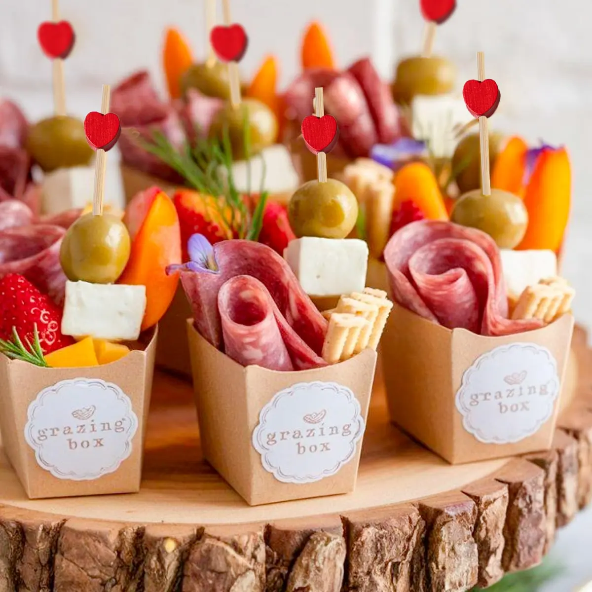 PuTwo Valentine's Cocktail Picks 4.7 Inch 100pcs Red Heart Bamboo Skewers Toothpicks for Appetizers Food Drink Fruit Sandwich BBQ Valentine's Day Galentine's Wedding Cocktail Party Charcuterie Boards | Elegant, Food-Safe, Eco-Friendly - view 6